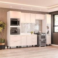 Cozinha Completa com Tampo e Paneleiro Amara 10 Portas 4 Gavetas Creme e Branca - 1