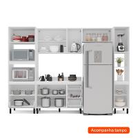 Cozinha Completa com Tampo e Paneleiro Amara 10 Portas 4 Gavetas Creme e Branca - 2