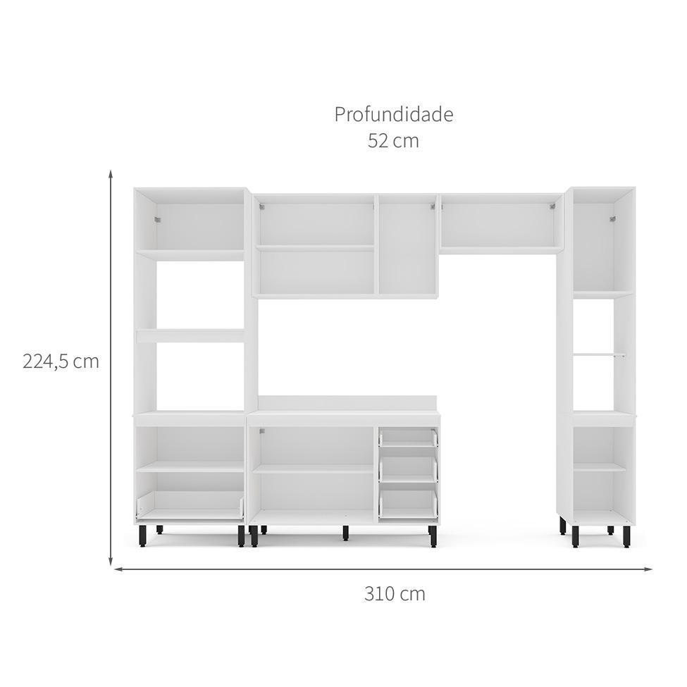 Cozinha Completa com Tampo e Paneleiro Amara 10 Portas 4 Gavetas Branca - 3