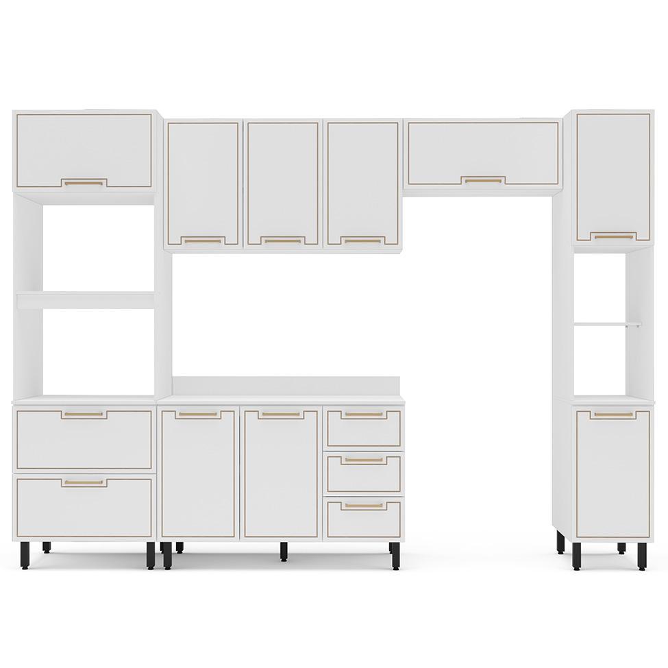 Cozinha Completa com Tampo e Paneleiro Amara 10 Portas 4 Gavetas Branca - 5