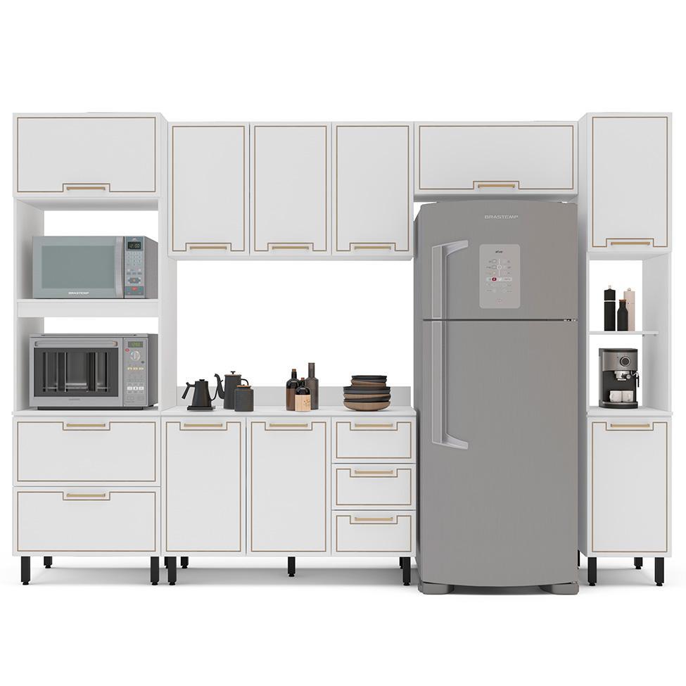 Cozinha Completa com Tampo e Paneleiro Amara 10 Portas 4 Gavetas Branca - 6