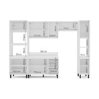 Cozinha Completa com Tampo e Paneleiro Amara 10 Portas 4 Gavetas Branca