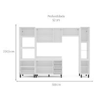 Cozinha Completa com Tampo e Paneleiro Amara 10 Portas 4 Gavetas Azul e Branca - 3