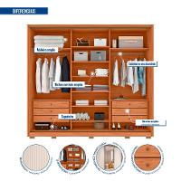 Guarda-Roupa Casal com Espelho Amara 3 Portas 6 Gavetas Freijó e Off White - 2