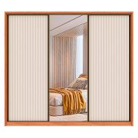 Guarda-Roupa Casal com Espelho Amara 3 Portas 6 Gavetas Freijó e Off White