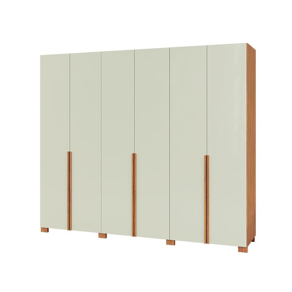 Guarda-Roupa Casal Afrodite 100% MDF 6 Portas 2 Gavetas Off White e Freijó - 1
