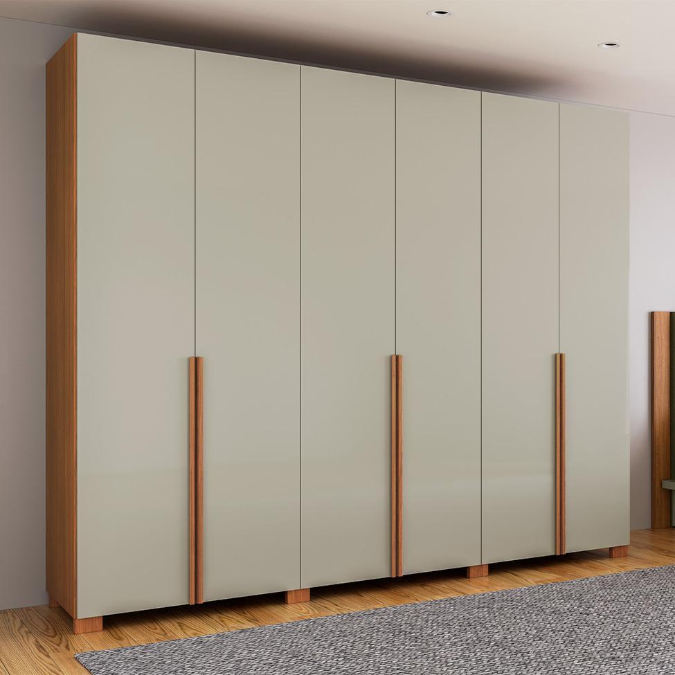 Guarda-Roupa Casal Afrodite 100% MDF 6 Portas 2 Gavetas Off White e Freijó - 4