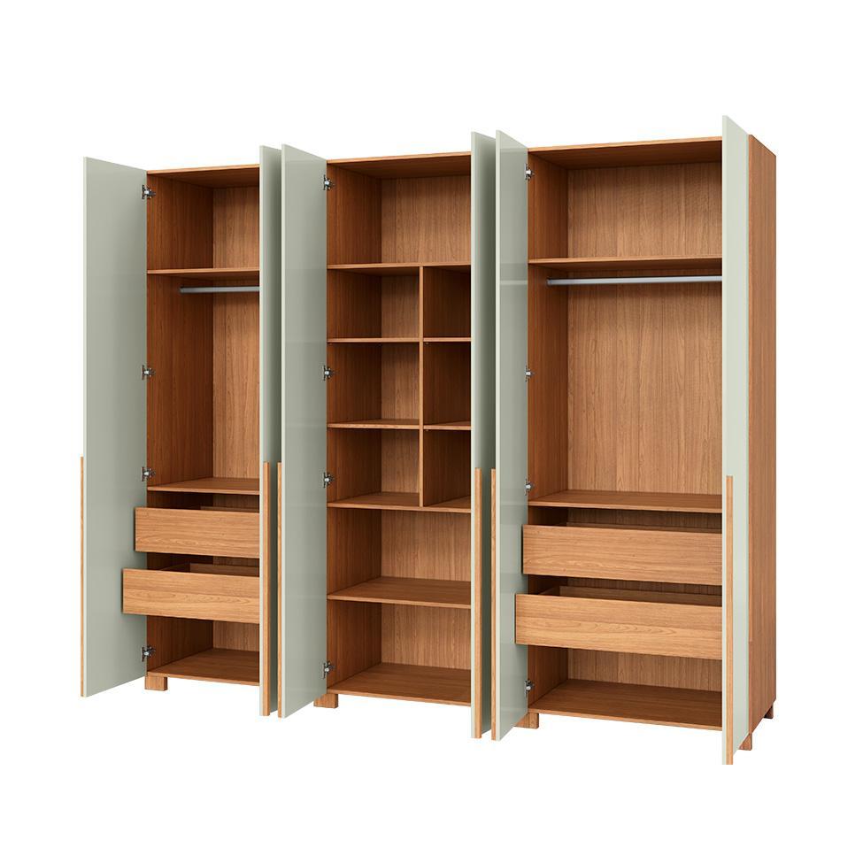 Guarda-Roupa Casal Afrodite 100% MDF 6 Portas 2 Gavetas Off White e Freijó - 5