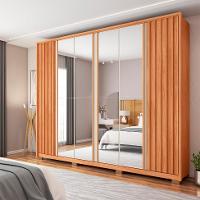 Guarda-Roupa Casal com Espelho Apollo Ripado 6 Portas 4 Gavetas Freijó e Off White - 6