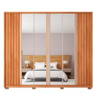 Guarda-Roupa Casal com Espelho Apollo Ripado 6 Portas 4 Gavetas Freijó e Off White - 7