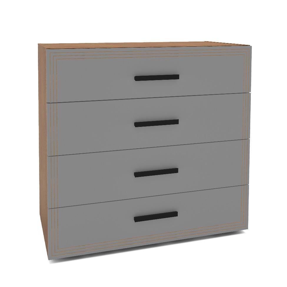 Cômoda Valência 4 Gavetas Cinza e Freijó - 1