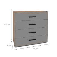 Cômoda Valência 4 Gavetas Cinza e Freijó - 3