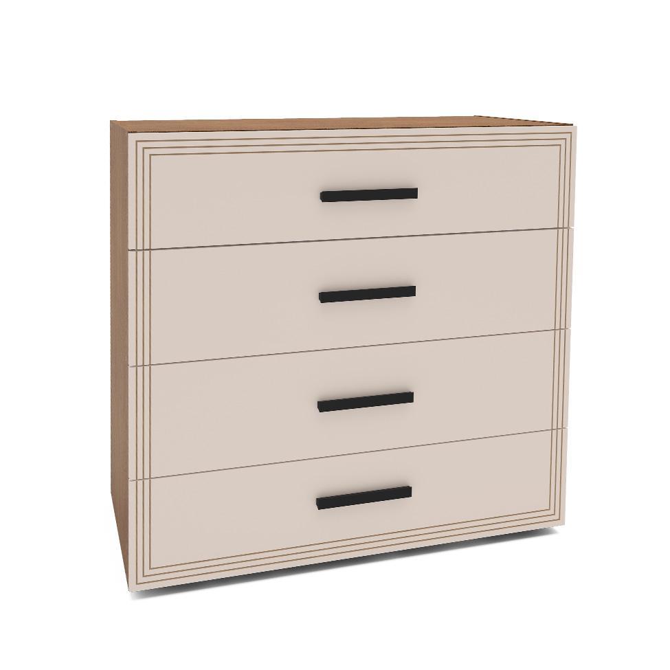 Cômoda Valência 4 Gavetas Creme e Freijó - 1