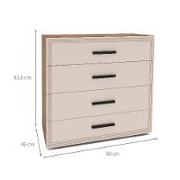 Cômoda Valência 4 Gavetas Creme e Freijó - 3