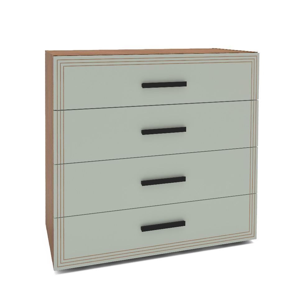 Cômoda Valência 4 Gavetas Verde e Freijó - 1