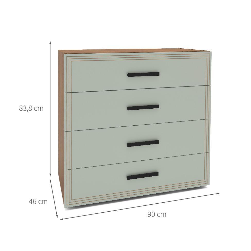 Cômoda Valência 4 Gavetas Verde e Freijó - 3