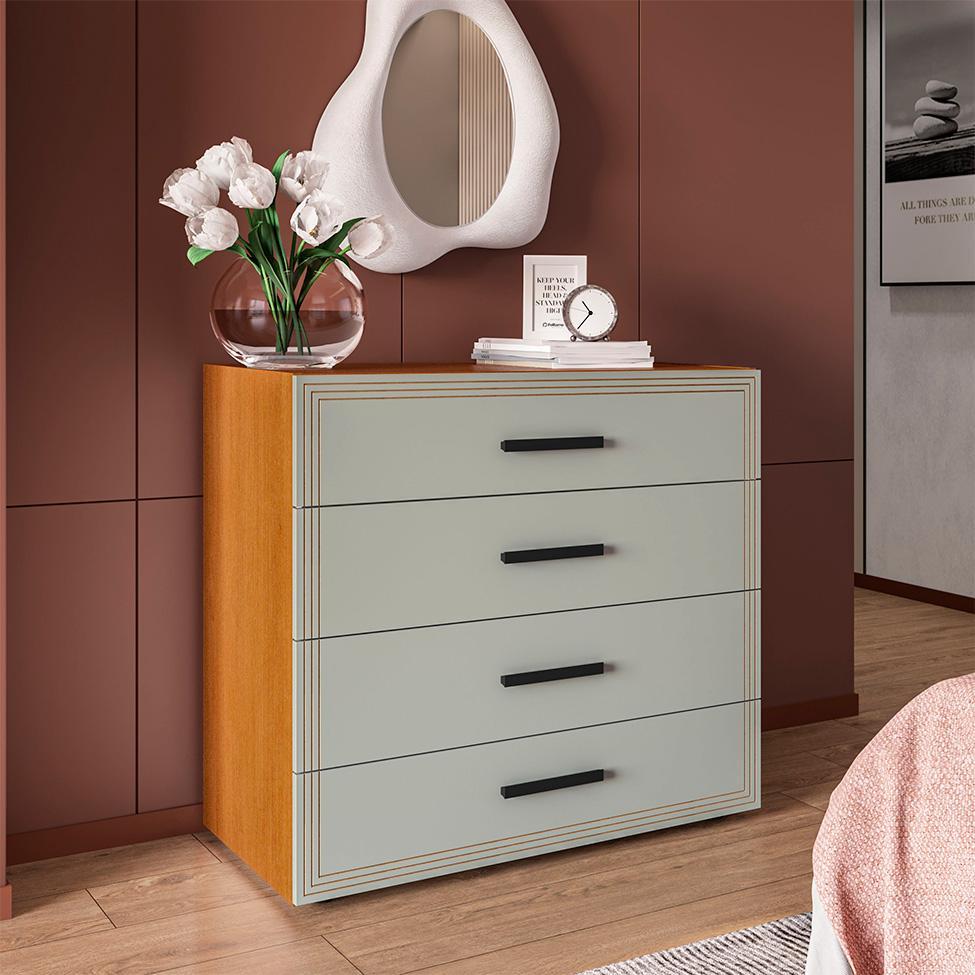 Cômoda Valência 4 Gavetas Verde e Freijó - 4