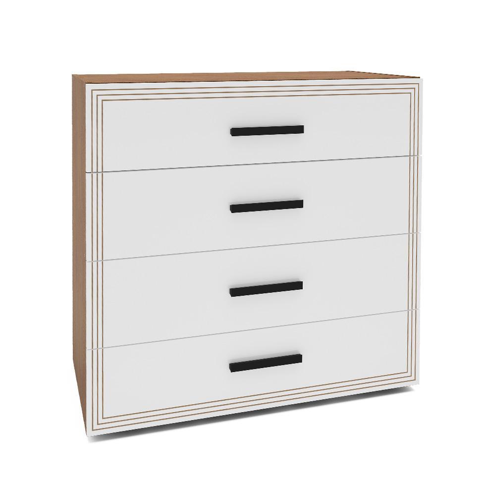 Cômoda Valência 4 Gavetas Branca e Freijó - 1