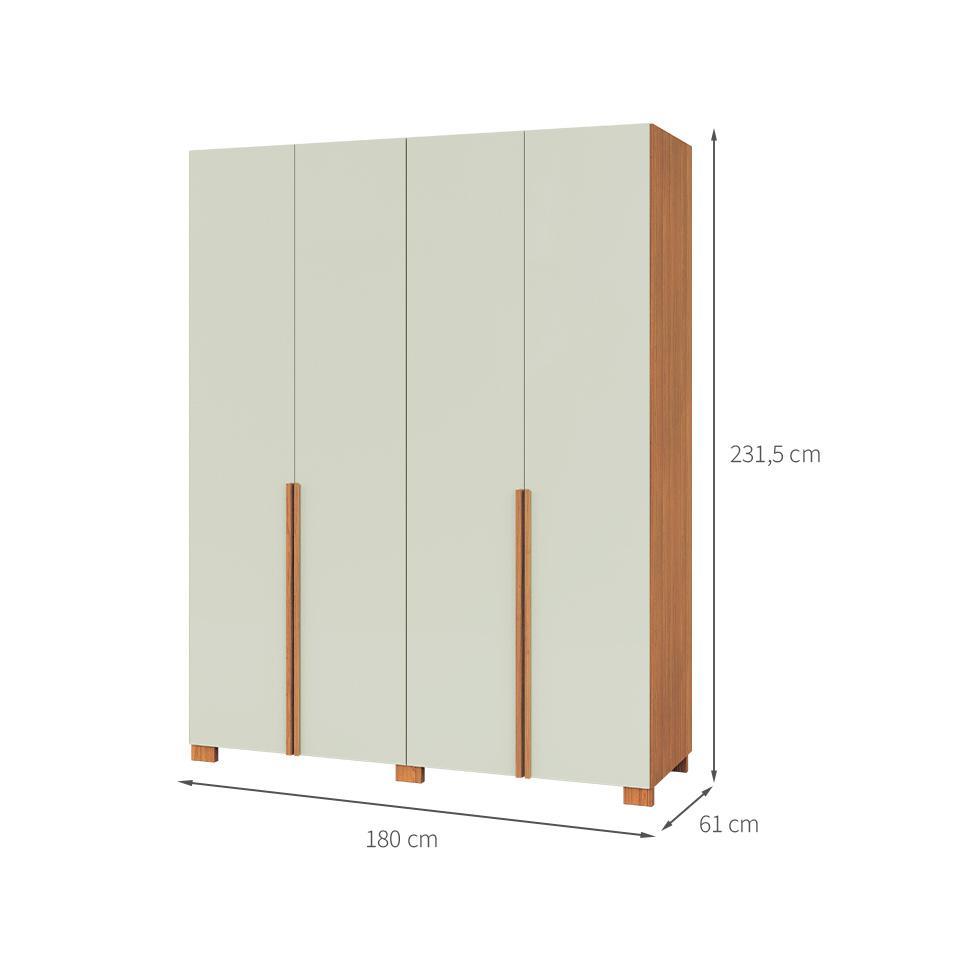 Guarda-Roupa Casal Afrodite 100% MDF 4 Portas 2 Gavetas Off White e Freijó - 3