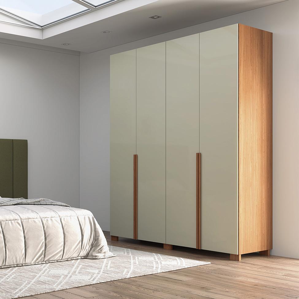 Guarda-Roupa Casal Afrodite 100% MDF 4 Portas 2 Gavetas Off White e Freijó - 4