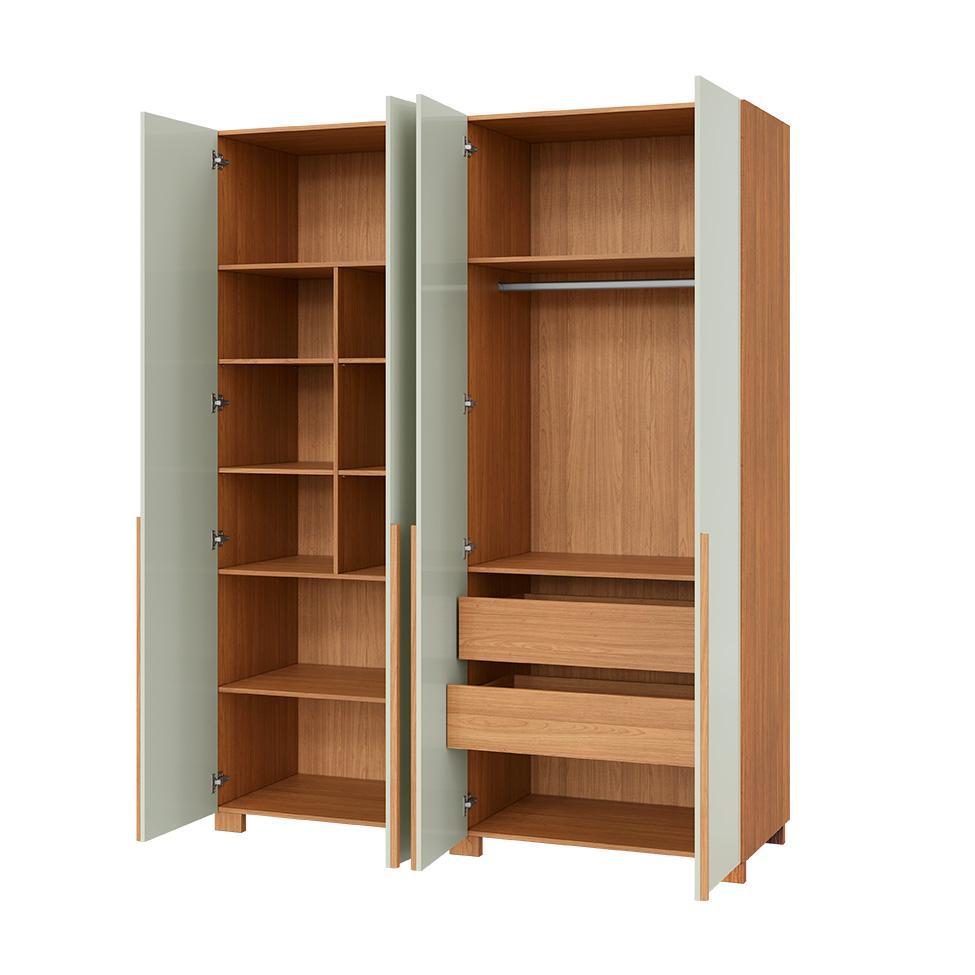 Guarda-Roupa Casal Afrodite 100% MDF 4 Portas 2 Gavetas Off White e Freijó - 5