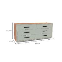 Cômoda Valência 6 Gavetas Verde e Freijó - 3