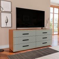 Cômoda Valência 6 Gavetas Verde e Freijó - 4