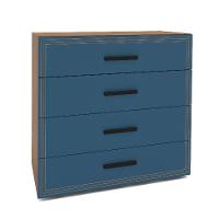 Cômoda Valência 4 Gavetas Azul e Freijó - 1