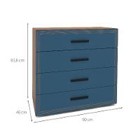 Cômoda Valência 4 Gavetas Azul e Freijó - 3