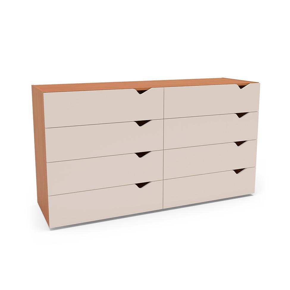 Cômoda Porto 8 Gavetas Creme e Freijó - 1