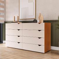 Cômoda Porto 8 Gavetas Creme e Freijó - 4