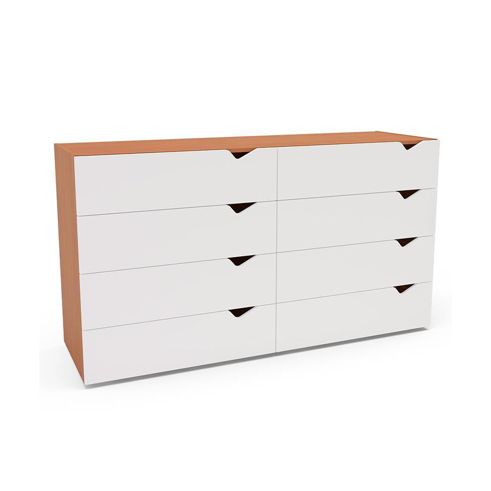 Cômoda Porto 8 Gavetas Branca e Freijó - 1