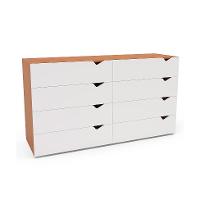 Cômoda Porto 8 Gavetas Branca e Freijó - 1