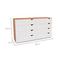 Cômoda Porto 8 Gavetas Branca e Freijó - 3