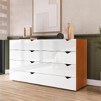 Cômoda Porto 8 Gavetas Branca e Freijó - 4