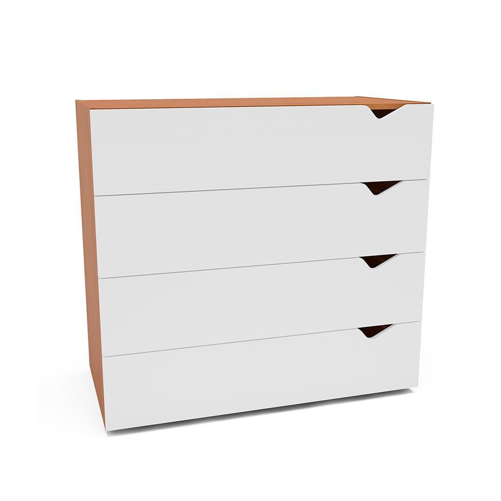 Cômoda Porto 4 Gavetas Branca e Freijó - 1