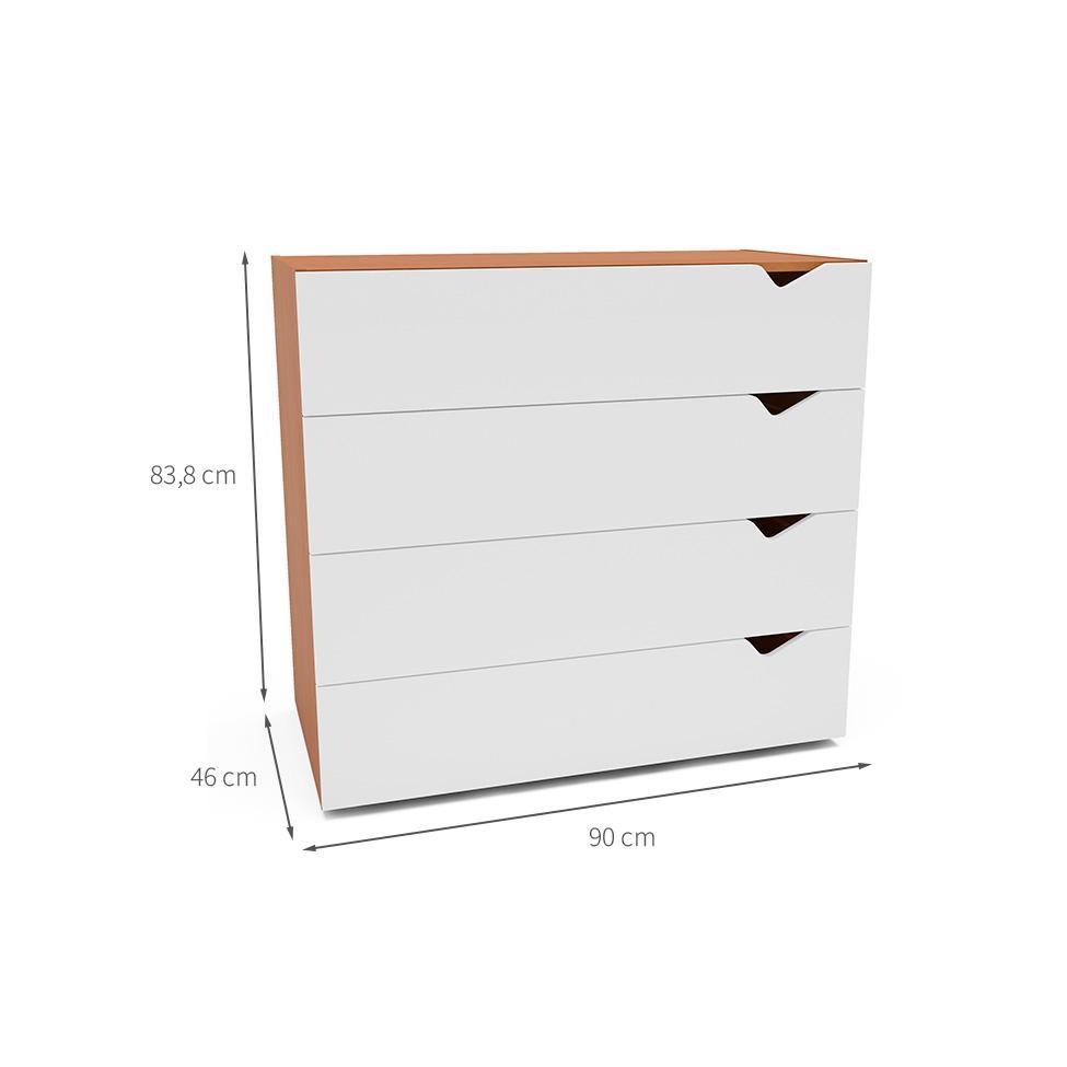 Cômoda Porto 4 Gavetas Branca e Freijó - 3