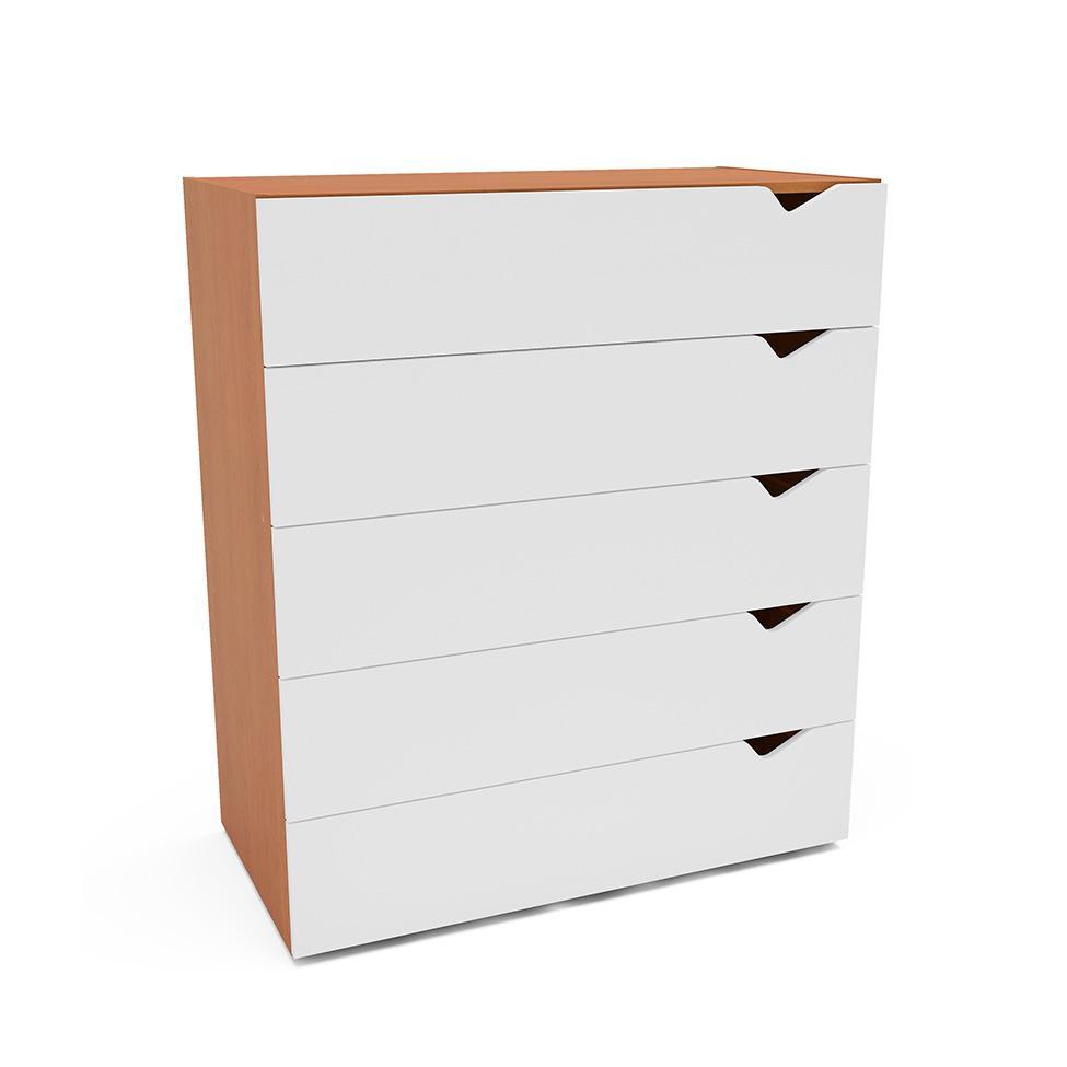 Cômoda Porto 5 Gavetas Branca e Freijó - 1