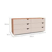 Cômoda Porto 6 Gavetas Creme e Freijó - 3