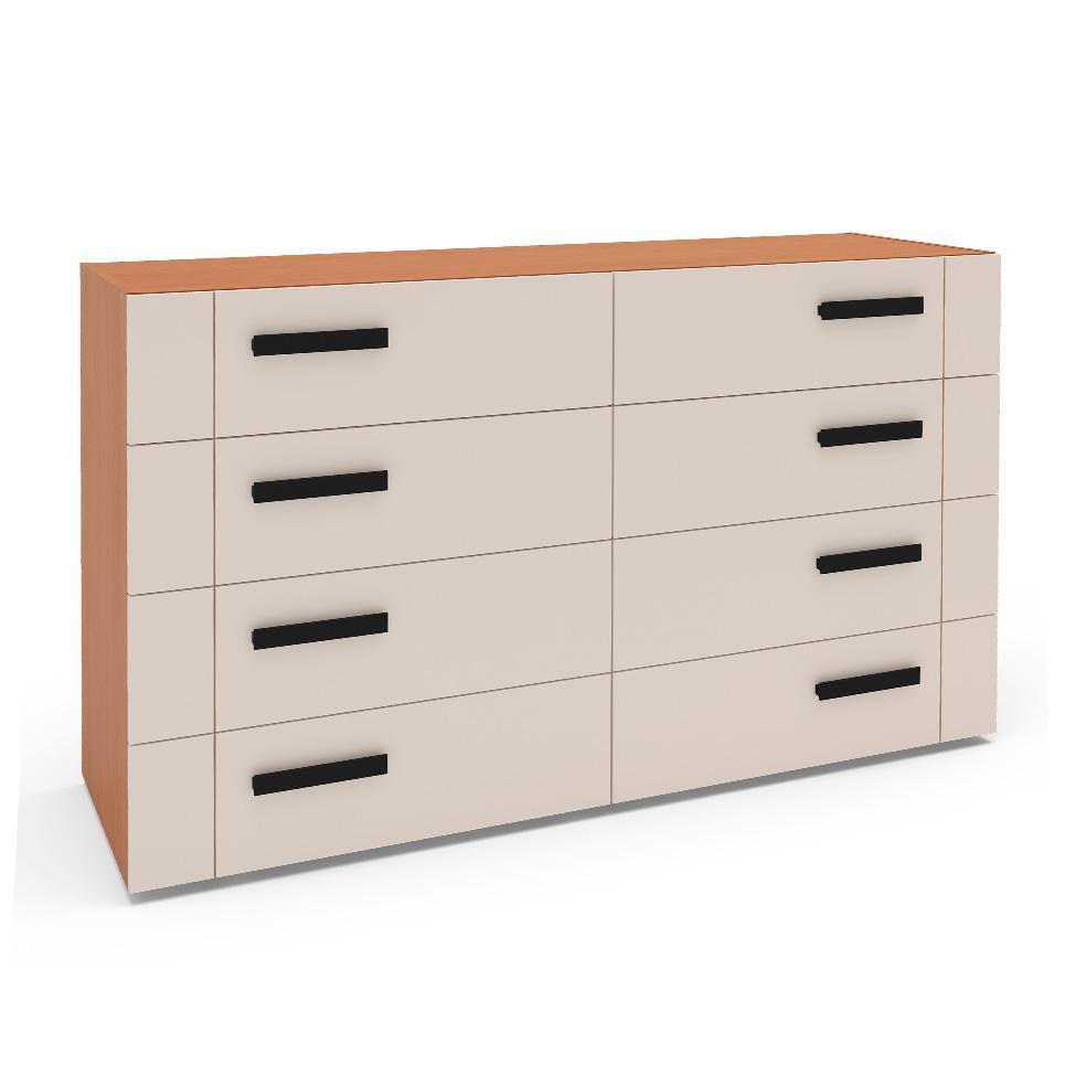 Cômoda Lisboa 8 Gavetas Creme e Freijó - 1