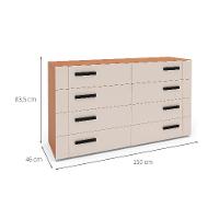 Cômoda Lisboa 8 Gavetas Creme e Freijó - 3