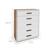 Cômoda Valência 5 Gavetas Branca e Freijó - 3