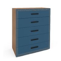 Cômoda Valência 5 Gavetas Azul e Freijó - 1