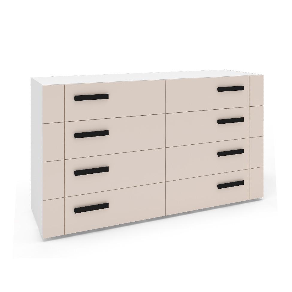 Cômoda Lisboa 8 Gavetas Creme e Branca - 1