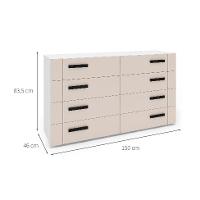 Cômoda Lisboa 8 Gavetas Creme e Branca - 3