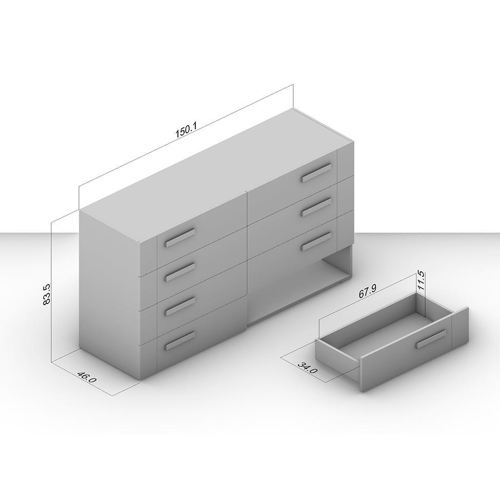 Cômoda Lisboa 8 Gavetas Cinza e Freijó - 5