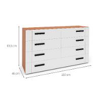 Cômoda Lisboa 8 Gavetas Branca e Freijó - 3