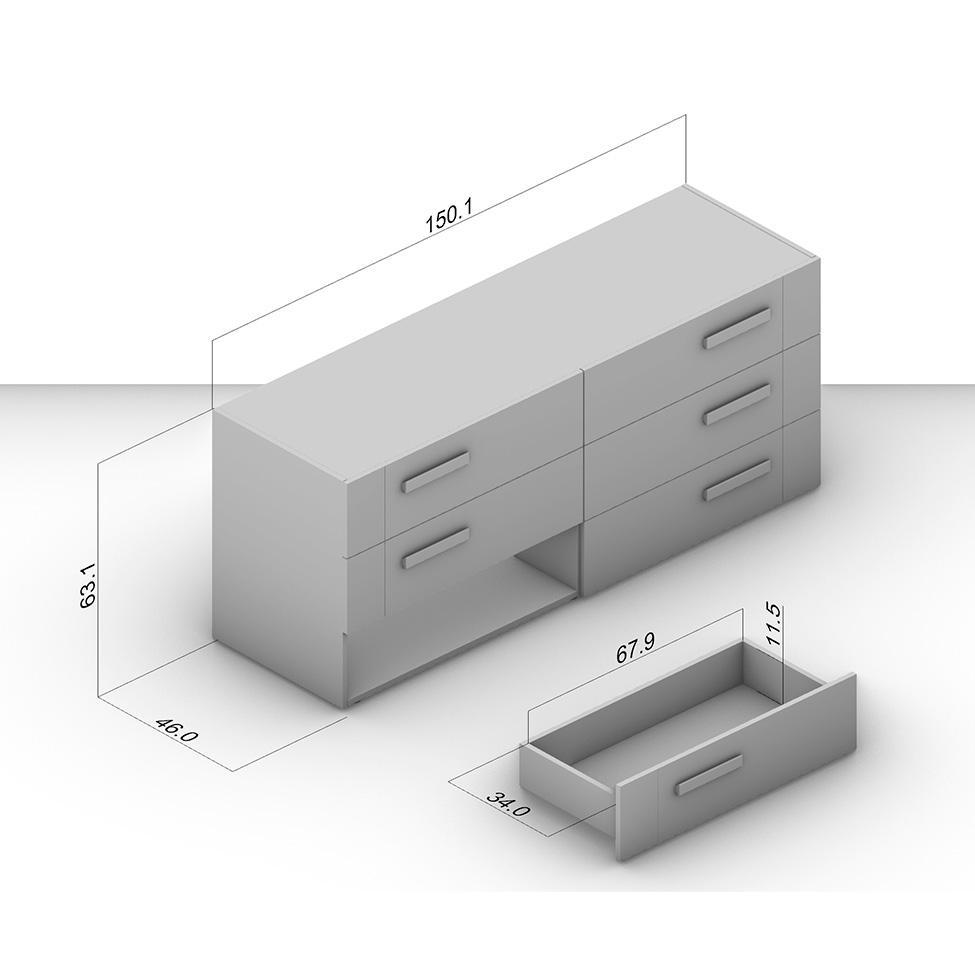 Cômoda Lisboa 6 Gavetas Verde e Freijó - 5