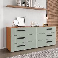 Cômoda Lisboa 6 Gavetas Verde e Freijó