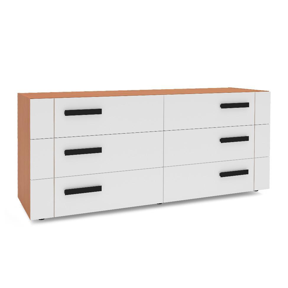 Cômoda Lisboa 6 Gavetas Branca e Freijó - 1